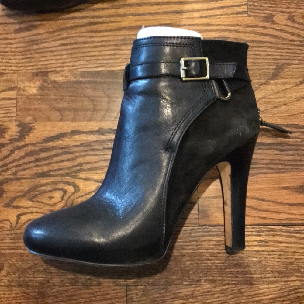 DVF Black Leather and Suede Ankle Boots